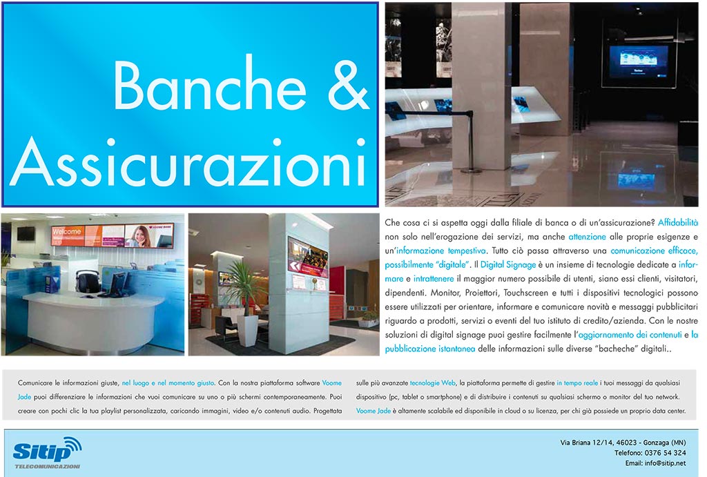 Digial Signage per Banche e Assicurazioni | SITIP TELECOMUNICAZIONI