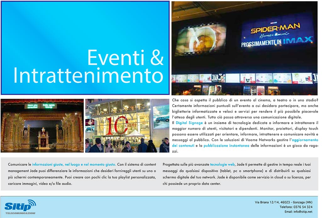 Digital Signage per Eventi e Intrattenimento | SITIP TELECOMUNICAZIONI