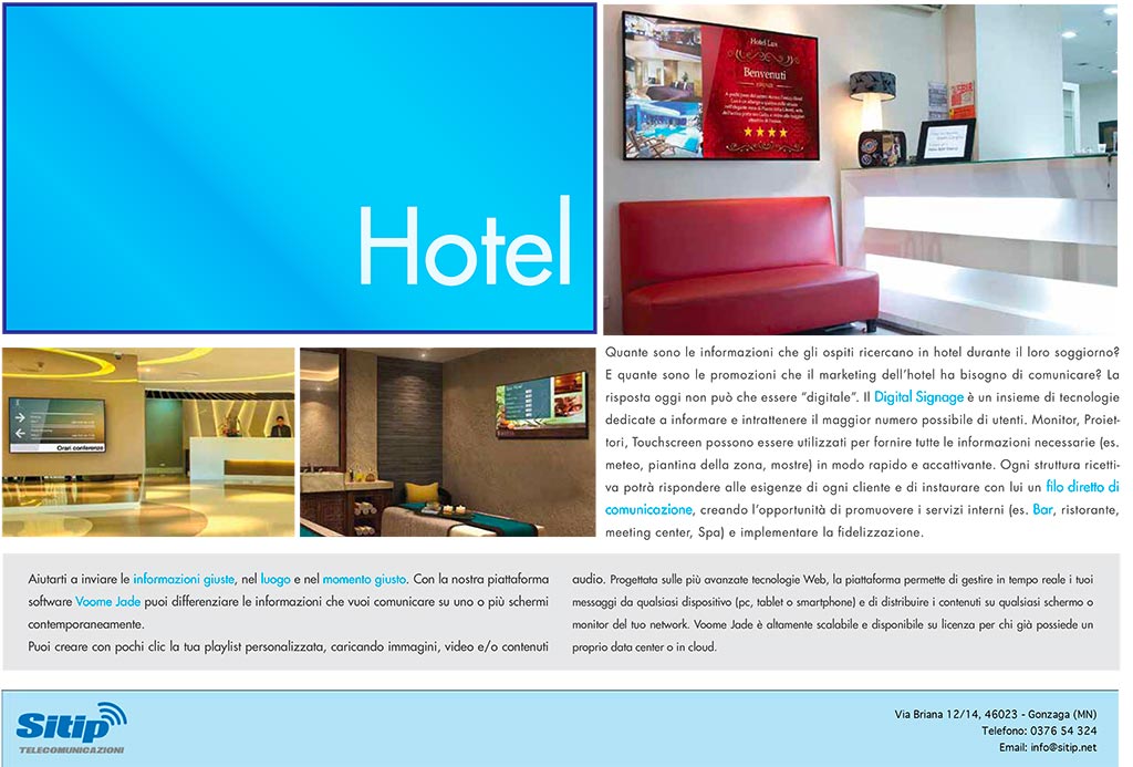 Digital Signage per gli Hotel | SITIP TELECOMUNICAZIONI