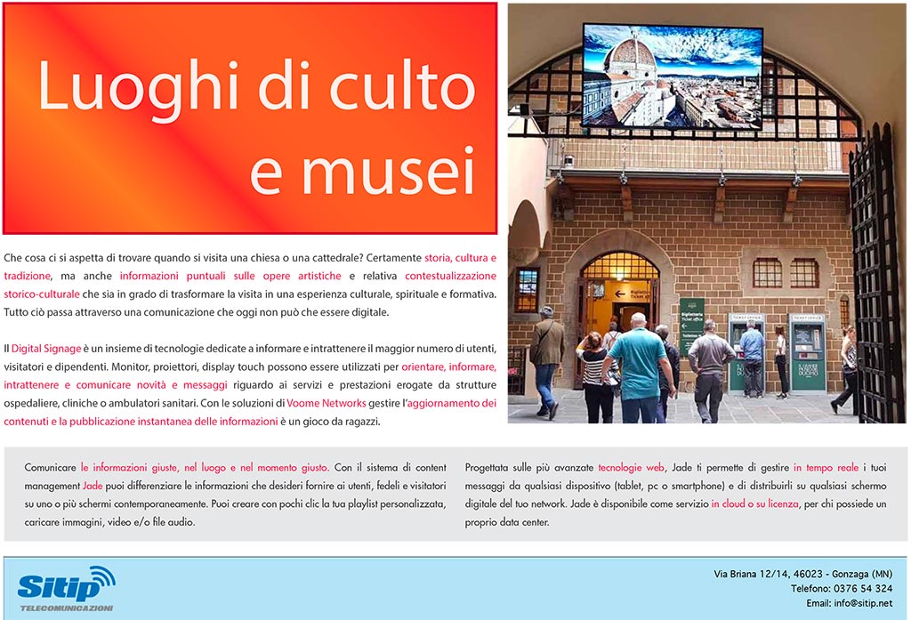 Digital Signage per Musei e Luoghi di Culto | SITIP TELECOMUNICAZIONI