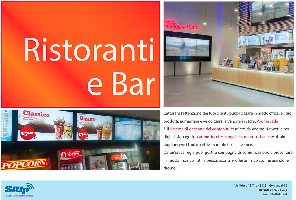 Digital Signage per Ristoranti e Bar | SITIP TELECOMUNICAZIONI