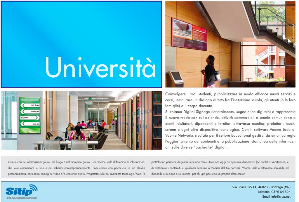 Digital Signage per le Università | SITIP TELECOMUNICAZIONI